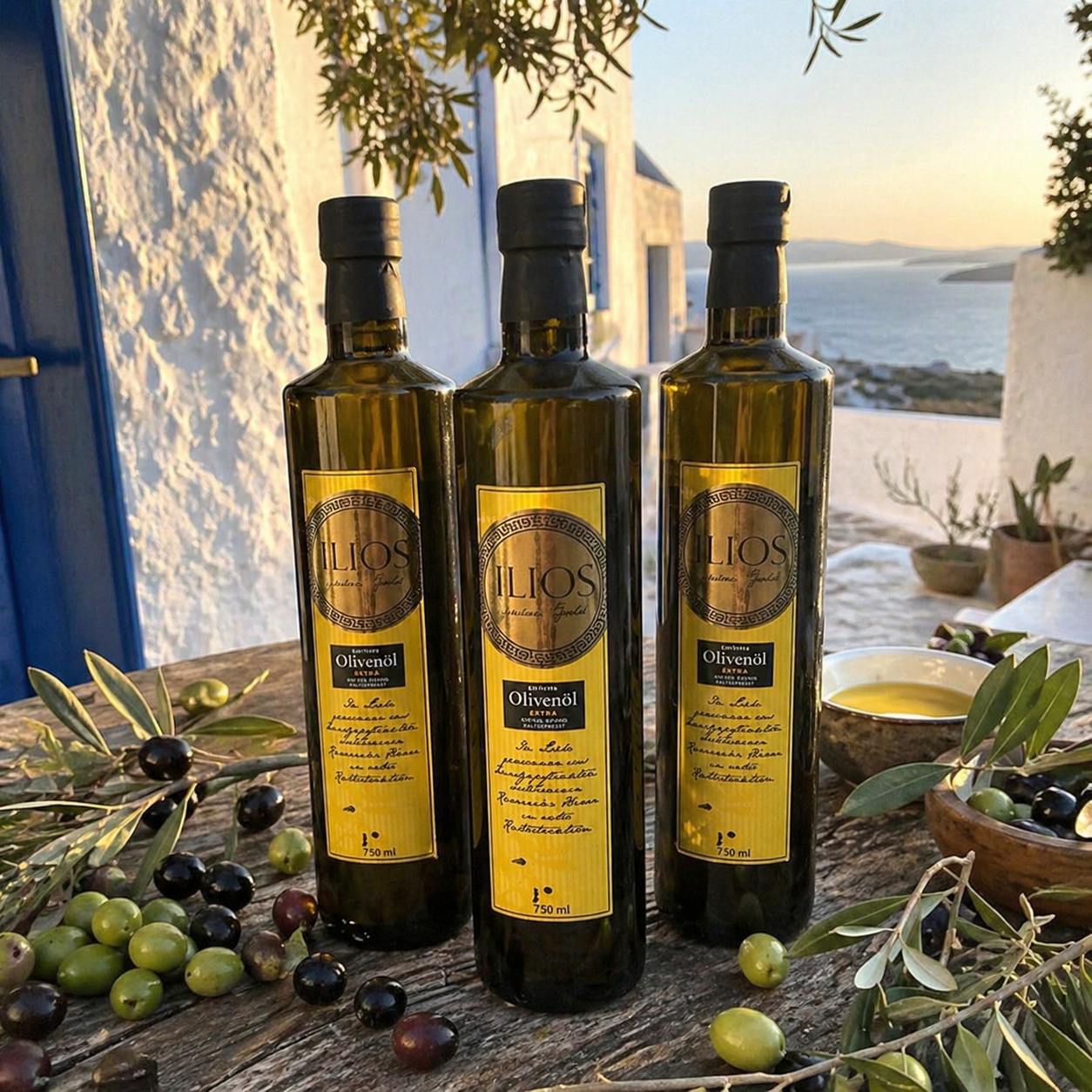 ILIOS Extra natives Olivenöl Dreier Paket (3 Flaschen à 750ml)