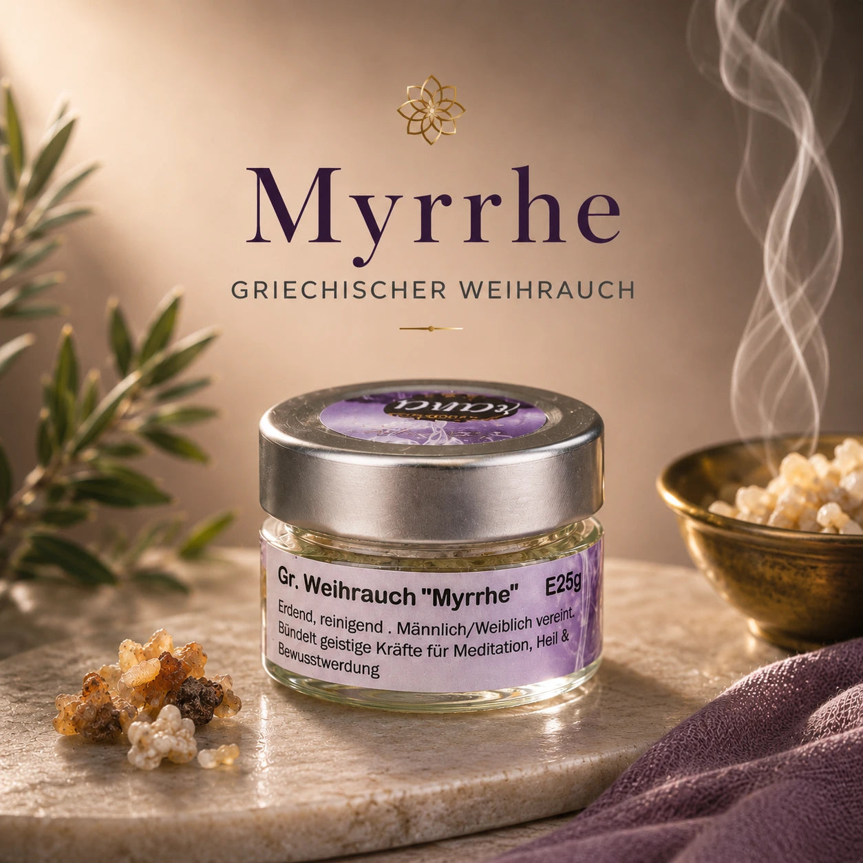 Griechischer Weihrauch Myrrhe – erdend, heilend & spirituell kraftvoll (Glas)