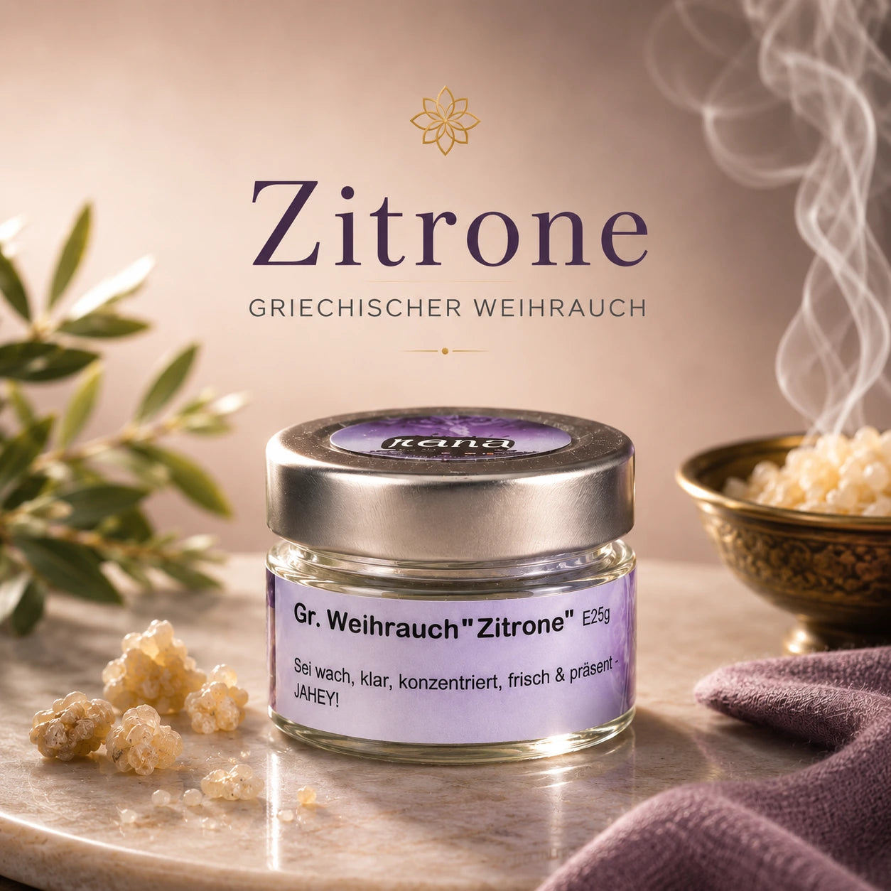Griechischer Weihrauch Zitrone – frisch, klärend & handgefertigt (Glas)