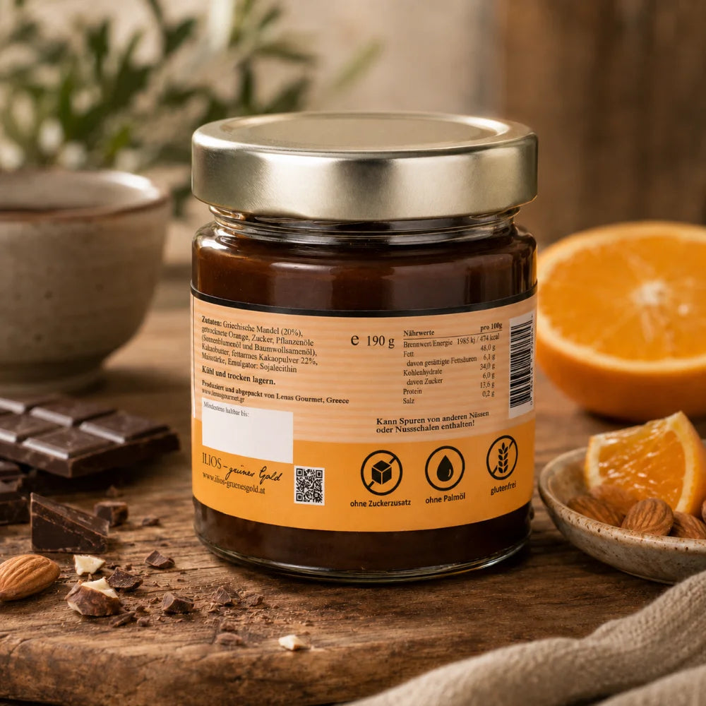 dunkle schokoladencreme mit mandeln und orange 190g dunkle schokocreme im glas 190g kaufen