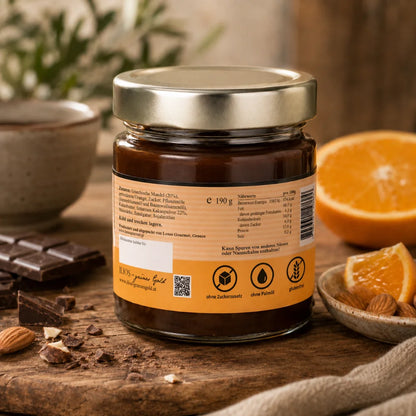 dunkle schokoladencreme mit mandeln und orange 190g dunkle schokocreme im glas 190g kaufen