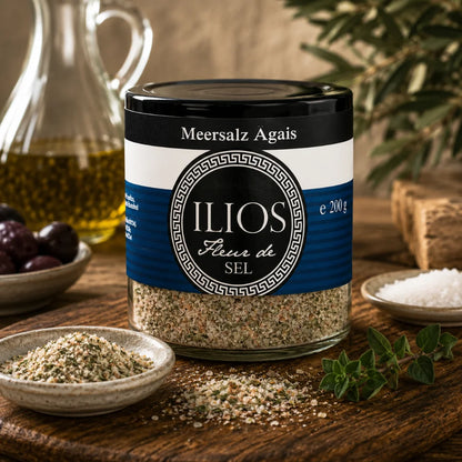 fleur de sel aegean meersalzmischung 200g fleur de sel aegean meersalzmischung fein im glas