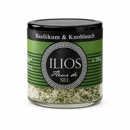 fleur de sel basilikum knoblauch meersalzmischung 200g fleur de sel basilikum knoblauch meersalzmischung fein im glas