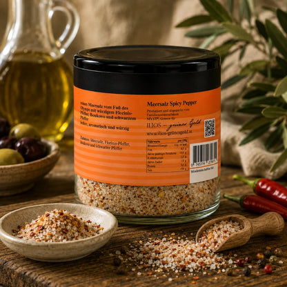 fleur de sel spicey pepper meersalzmischung 200g fleur de sel spicey pepper meersalzmischung fein im glas