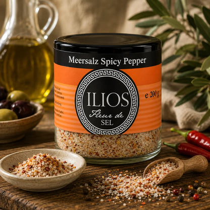 fleur de sel spicey pepper meersalzmischung 200g fleur de sel spicey pepper meersalzmischung fein im glas