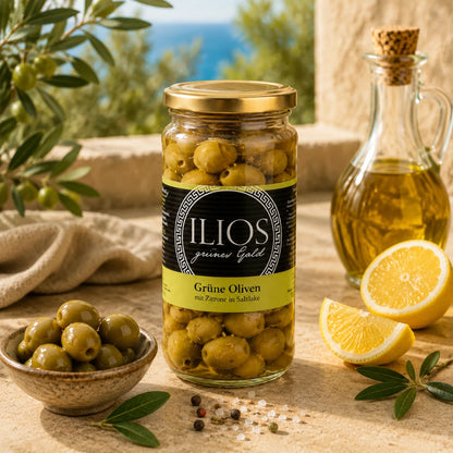 griechische oliven grüne oliven mit zitrone 300g im glas grüne oliven kaufen