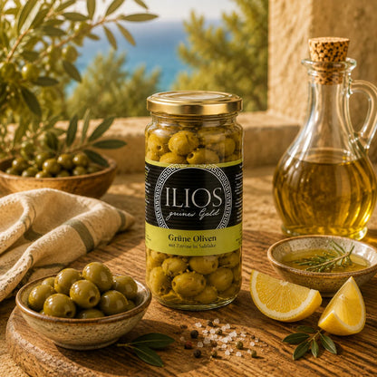 griechische oliven grüne oliven mit zitrone 300g im glas grüne oliven kaufen