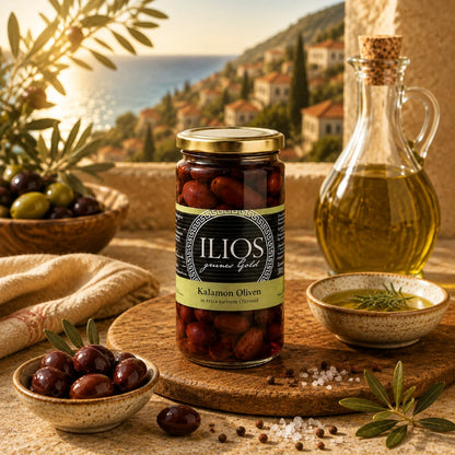 griechische oliven kalamon oliven in extra nativem olivenöl 300g im glas oliven kaufen