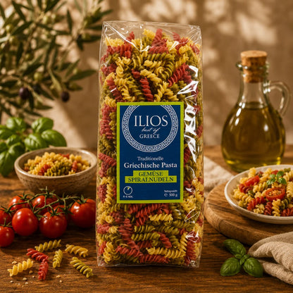 griechische spiralnudeln bunte fusilli mit spinat & roter rübe – pasta aus griechenland (500 g) spiralnudeln kaufen