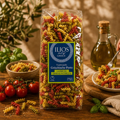 griechische spiralnudeln bunte fusilli mit spinat & roter rübe – pasta aus griechenland (500 g) spiralnudeln kaufen