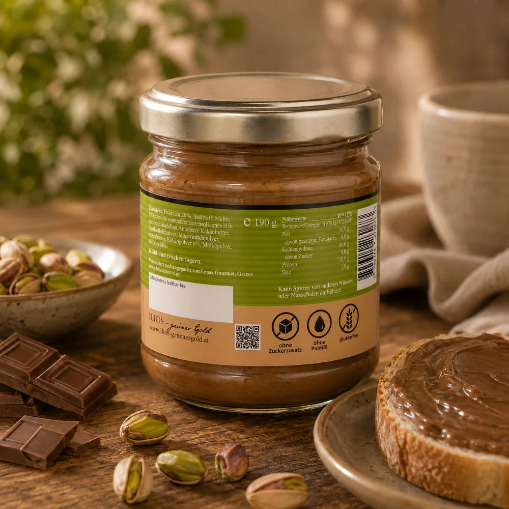 milchschokoladecreme mit pistazien ohne zuckerzusatz 190g milchschokocreme mit pistazien im glas 190g kaufen